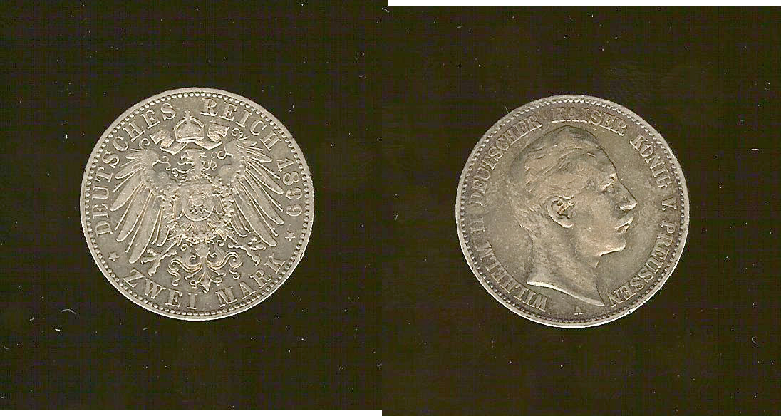 Germany Baveria 2 marks 1899A gVF